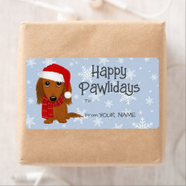 Langharige Dachshund Hond Kerstmis Gift Labels