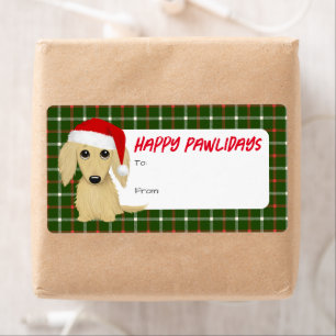 Langharige Dachshund Kerst Van Aan Gift Label