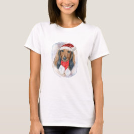 Langharige Dachshund Kerstcadeaus voor hondenliefh T-shirt