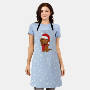 Langharige Dachshund Kerstman Cute Hond Kerstmis Schort