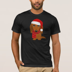 Langharige Dachshund Kerstman Wiener Dog Kerstmis T-shirt