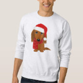 Langharige Dachshund Kerstmis Hond Trui (Voorkant)