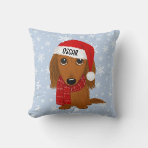 Langharige Dachshund Lieve Hond Kerst Aangepast Kussen