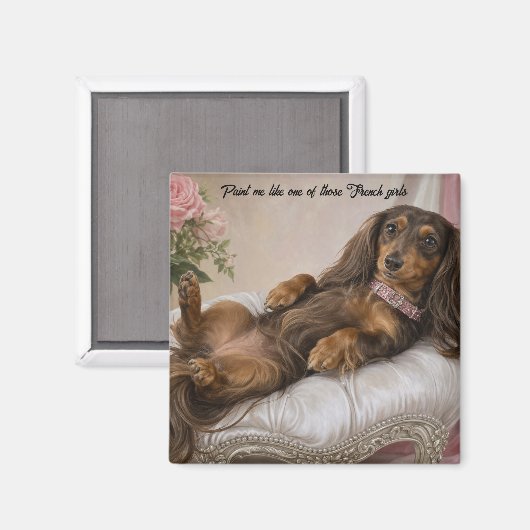 Langharige Dachshund Magneet (Voorkant / Achterkant)