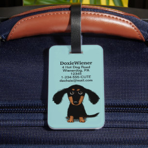 Langharige Dachshund Puppy Bagagelabel