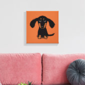 Langharige Dachshund Puppy Canvas Afdruk (Insitu (Woonkamer))