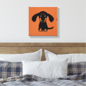 Langharige Dachshund Puppy Canvas Afdruk (Insitu (Slaapkamer))