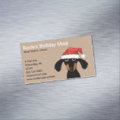 Langharige Dachshund Puppy in Kerstman Hoed Visitekaartje Magneet (Voorbeeld)