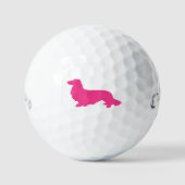 Langharige Dachshund Roze Golfer Cadeau Golfballen (Voorkant)