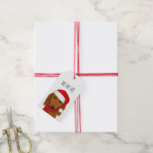 Langharige Dachshund Santa Schattige Hondenkerst Cadeaulabel (Met Touw)