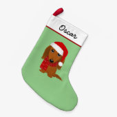 Langharige Dachshund Santa Schattige Wiener Dog Kleine Kerstsok (Voorkant (Hangend))