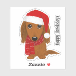 Langharige Dachshund Santa Wiener Hondenkerst Sticker