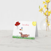 Langharige Dachshund Valentijn  Kaart (Gele Bloem)