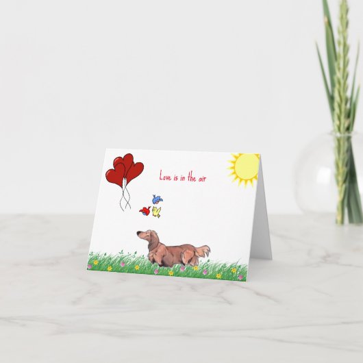 Langharige Dachshund Valentijnsdag  Kaart (Voorkant)