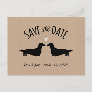 Langharige Dachshunds Bruiloft Save the Date Aankondigingskaart