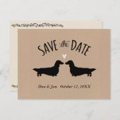 Langharige Dachshunds Bruiloft Save the Date Aankondigingskaart (Voorkant / Achterkant)
