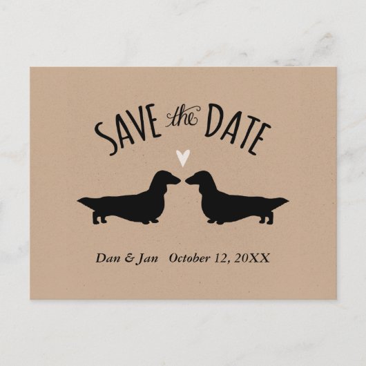 Langharige Dachshunds Bruiloft Save the Date Aankondigingskaart (Voorkant)
