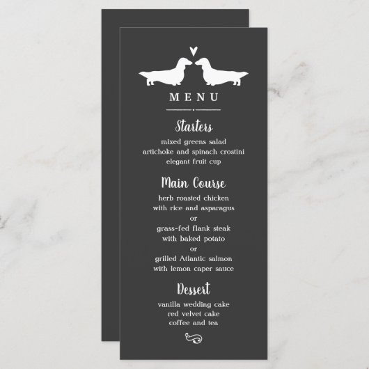 Langharige Dalmatiër Silhouetten Trouwmenu Menu (Voorkant / Achterkant)