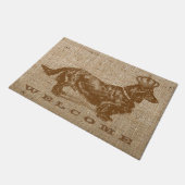 langharige daschund hond w / kroon deurmat (Schuin)