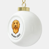 Langharige Doxie-versiering Keramische Bal Ornament (Rechts)