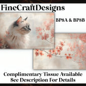 Langharige kat, Bleke koraalbloemen BP8A Decoupage Tissuepapier