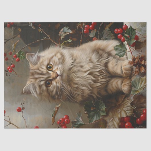  langharige kitten schilderij decoupage tissuepapier (Voorkant)