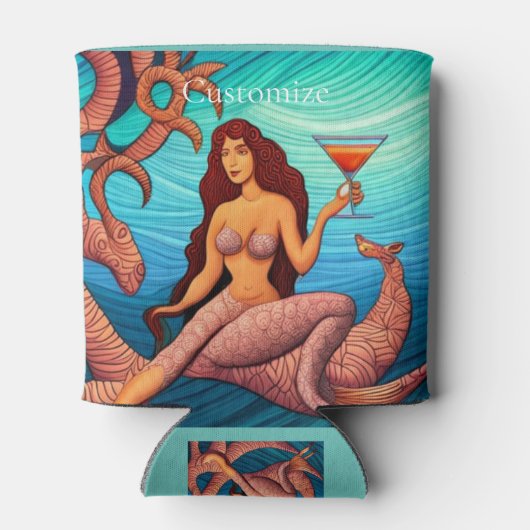 langharige Martini zeemeermin Thunder_Cove Blikjeskoeler (Achterkant)