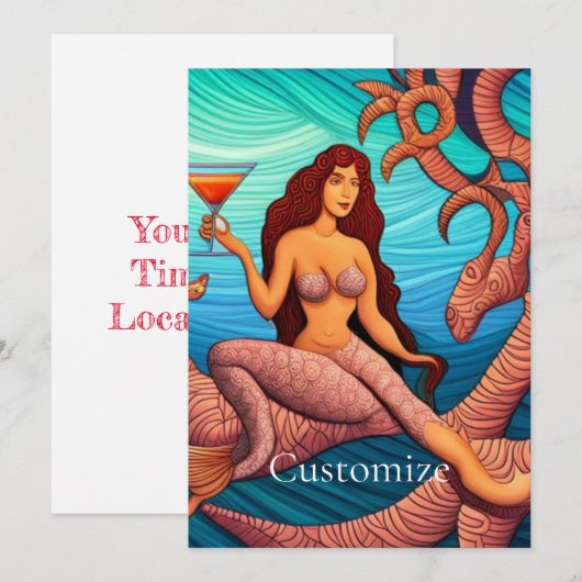 langharige Martini zeemeermin Thunder_Cove Kaart (Voorkant / Achterkant)