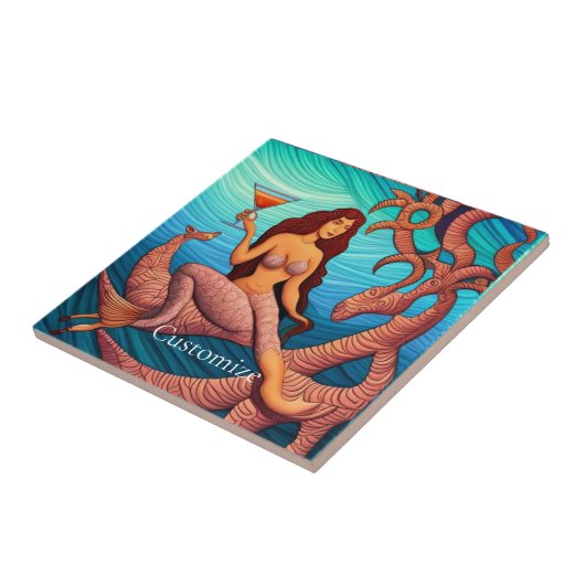 langharige Martini zeemeermin Thunder_Cove Tegeltje (Zijkant)