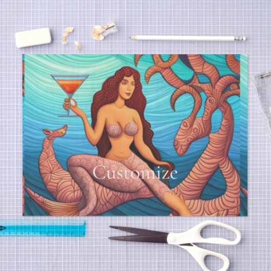 langharige Martini zeemeermin Thunder_Cove Tissuepapier (Craft)