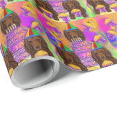 Langharige rode dachshond cadeaupapier (Rol Hoek)