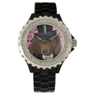 Langharige rode Doxie Horloge