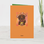 Langharige rode Doxie Kaart (Achterkant)