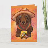 Langharige rode Doxie Kaart (Voorkant)