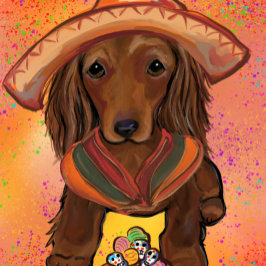 Langharige rode Doxie Kaart