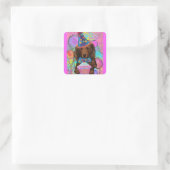 LANGHARIGE RODE DOXIE VIERKANTE STICKER (Tas)