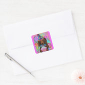 LANGHARIGE RODE DOXIE VIERKANTE STICKER (Envelop)