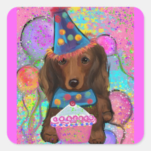LANGHARIGE RODE DOXIE VIERKANTE STICKER