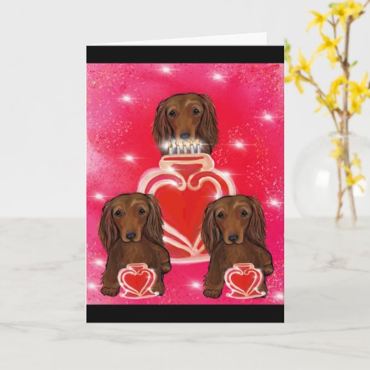 Langharige Rode Doxies Kaart (Gele Bloem)