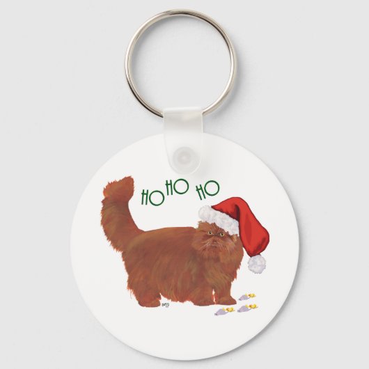 Langharige rode Perzische kat Santa's helper Sleutelhanger (Voorkant)