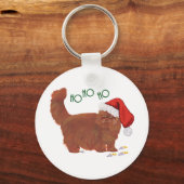 Langharige rode Perzische kat Santa's helper Sleutelhanger (Voorkant)