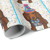 Langharige rode takshond cadeaupapier (Rol Hoek)
