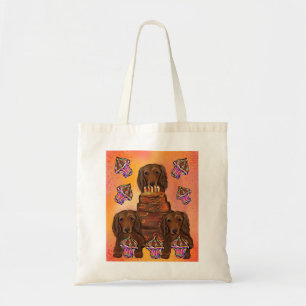 Langharige rode takshonden tote bag