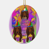 Langharige Roodharige Doxies Keramisch Ornament (Rechts)