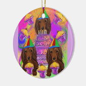 Langharige Roodharige Doxies Keramisch Ornament (Links)