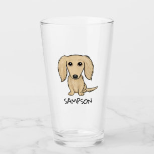 langharige taarnbloem Schattigee hond gepersonal Glas