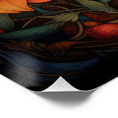 Langharige Tabby Cat Glas in lood Venster Design Perfect Poster (Hoek)