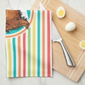 langharige teckel; heldere regenboogstrepen theedoek (Quarter Fold)