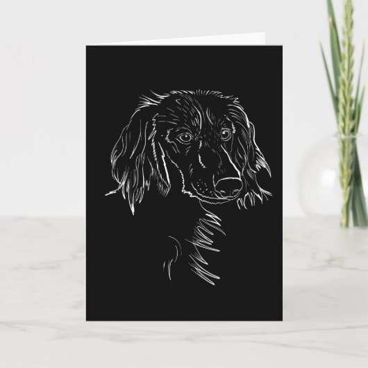 Langharige teckel hond tekening kaart (Voorkant)