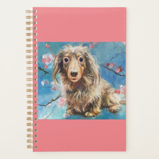 Langharige Teckel In Kersenbloesems Planner (Voorkant)